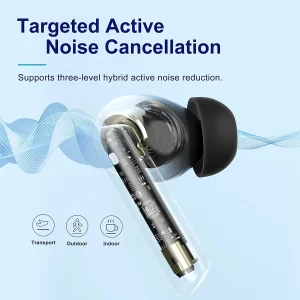 هدفون بلوتوثی کیو سی وای مدل Melobuds ANC HT05 با نویز کنسلینگ فعال (ANC)، درگاه شارژ USB Type-C، پشتیبانی از شارژ سریع، تکنولوژی حذف باد، مقاوم در برابر رطوبت و عرق