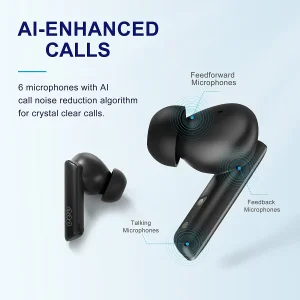 هدفون بلوتوثی کیو سی وای مدل Melobuds ANC HT05 با نویز کنسلینگ فعال (ANC)، درگاه شارژ USB Type-C، پشتیبانی از شارژ سریع، تکنولوژی حذف باد، مقاوم در برابر رطوبت و عرق