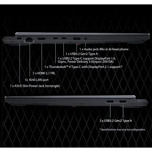 لپ تاپ 16 اینچی ایسوس مدل TUF Gaming F16 FX608JHR-RV035-i7 14650HX-16GB DDR5 5600MHz-1TB SSD-RTX5050 8GB-FHD 165Hz - کاستوم شده