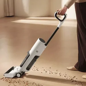جارو شارژی عصایی شیائومی مدل W20 Wet and Dry با موتور 200 وات، مکش 15000 پاسکال، باتری لیتیوم‌یونی 2500 میلی‌آمپر‌ساعت، ظرفیت مخزن 0.55 لیتر و مخزن آب 0.78 لیتر برای جارو و تی‌کشی هم‌زمان کف سرامیک، سنگ، پارکت و لمینت