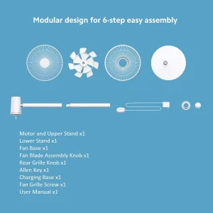 پنکه شارژی شیائومی مدل Xiaomi Smart Standing Fan 2 Pro ظرفیت 2800 میلی آمپر ساعت