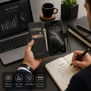 کیف کلاسوری گاردتک مدل  Flip cover strap مناسب برای گوشی موبایل سامسونگ Galaxy S23 Ultra به همراه بند