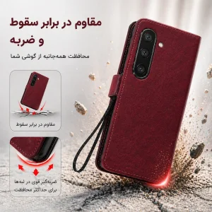 یف کلاسوری گاردتک مدل Flip cover strap مناسب برای گوشی موبایل سامسونگ Galaxy A55 به همراه بند