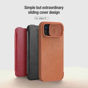 کیف کلاسوری نیلکین مدل Qin Pro Leather مناسب برای گوشی موبایل اپل iPhone 15