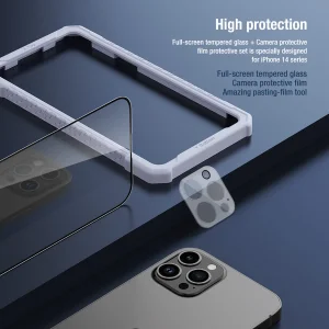 محافظ صفحه نمایش نیلکین مدل Amazing 2-in-1 HD مناسب برای گوشی موبایل اپل iPhone 14 pro به همراه محافظ لنز دوربین