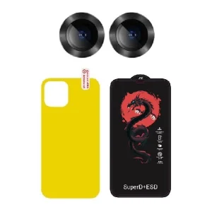محافظ صفحه نمایش نیلکین مدل HORO مناسب برای گوشی موبایل اپل iPhone 12 به همراه محافظ پشت گوشی و محافظ لنز دوربین