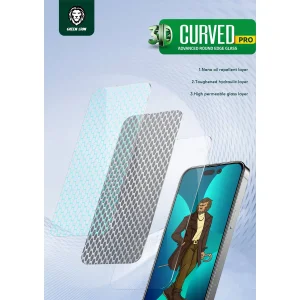 محافظ صفحه نمایش گرین مدل 3D Curved Pro مناسب برای گوشی موبایل اپل iPhone 14 Pro