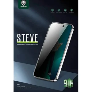 محافظ صفحه نمایش حریم شخصی گرین لاین مدل 9H Steve Privacy مناسب برای گوشی موبایل اپل iPhone 16 /15/14 Pro