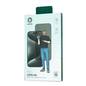 محافظ صفحه نمایش حریم خصوصی گرین لاین مدل 9H Steve privacy مناسب برای گوشی موبایل اپل iphone 15 pro