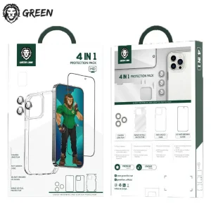 محافظ صفحه نمایش گرین مدل 4in1 مناسب برای گوشی موبایل اپل iPhone 14 Pro Max به همراه محافظ پشت گوشی و محافظ لنز و کاور
