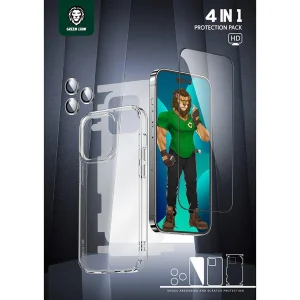 محافظ صفحه نمایش گرین مدل 4in1 مناسب برای گوشی موبایل اپل iPhone 14 Pro Max به همراه محافظ پشت گوشی و محافظ لنز و کاور
