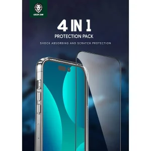 محافظ صفحه نمایش گرین مدل 4in1 مناسب برای گوشی موبایل اپل iPhone 14 Pro Max به همراه محافظ پشت گوشی و محافظ لنز و کاور