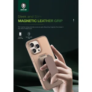 کاور گرین لاین مدل Magsafe Leather Grip 360 مناسب برای گوشی موبایل اپل iPhone 16 Pro Max