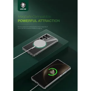 کاور گرین لاین مدل crystal clear magsafe مناسب برای گوشی موبایل سامسونگ Galaxy S25 Ultra