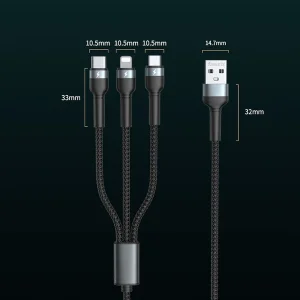 کابل تبدیل USB به microUSB / USB-C / لایتنینگ ریمکس مدل RC-124th طول 1.2 متر