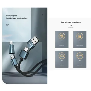 کابل تبدیل USB/USB-C به USB-C / لایتنینگ ریمکس مدل RC-020T طول 1 متر