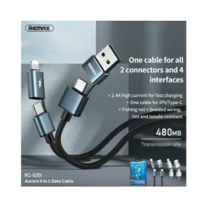 کابل تبدیل USB/USB-C به USB-C / لایتنینگ ریمکس مدل RC-020T طول 1 متر