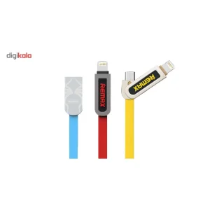 کابل تبدیل USB به microUSB و لایتنینگ ریمکس مدل RC-067t Armor به طول 1 متر