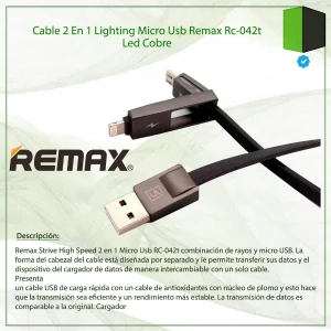 کابل تبدیل USB به microUSB/لایتنینگ ریمکس مدل RC_042 طول 1 متر