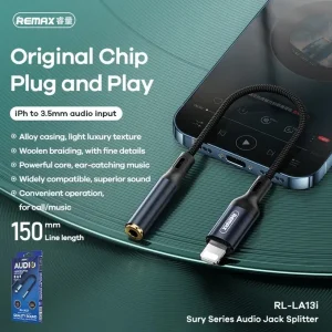 مبدل لایتنینگ به جک 3.5 میلی متری ریمکس مدل La13i
