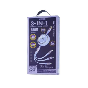 کابل تبدیل USB به USB-C / لایتنینگ / Micro USB ریمکس مدل RC-C029 طول 1.2 متر
