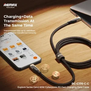 کابل USB-C ریمکس مدل RC-C170 C-C طول 1.2متر