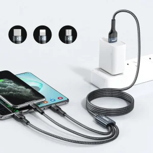 کابل تبدیل USB به microUSB / USB-C / لایتنینگ ریمکس مدل RC-070th طول 1.2 متر