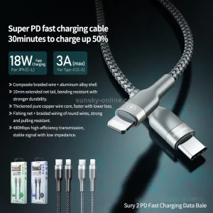 کابل تبدیل USB-C به لایتنینگ ریمکس مدل RC-009 طول 1 متر