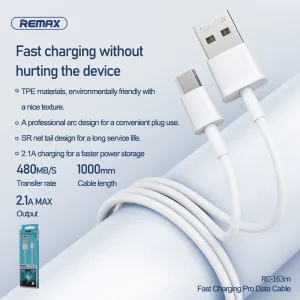 کابل تبدیل USB به MicroUsb ریمکس مدل RC-163m طول 1 متر
