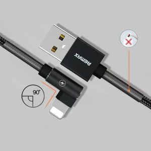 کابل تبدیل USB به لایتنینگ ریمکس مدل Ranger-90 degree طول 1 متر