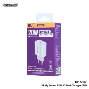 شارژر دیواری 20 وات ریمکس مدل Kiddy Series Fast Charger RP-U133-EU
