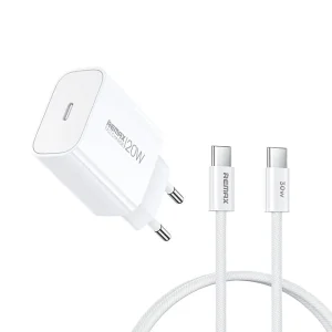 شارژر دیواری 20 وات ریمکس مدل IPHONE 15 پورت PD به همراه کابل تبدیل USB-C
