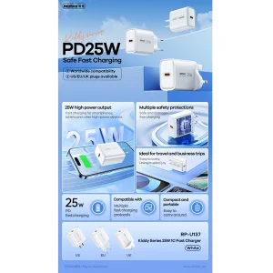 شارژر دیواری 25 وات ریمکس مدل A55 SUPERFAST