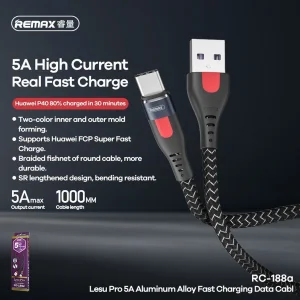 کابل تبدیل usb به usb-c ریمکس مدل RC-188a طول 1 متر