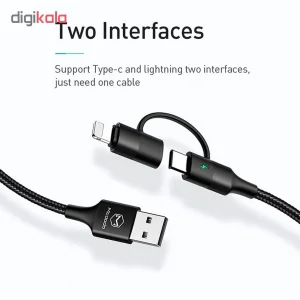 کابل تبدیل USB به لایتنینگ/USB-C مک دودو مدل CA-6800 طول 1.2 متر