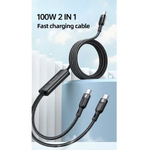 کابل USB-C به USB-C/USB-C مک دودو مدل 2IN1 PD Fast Charging 100W طول 1.2 متر