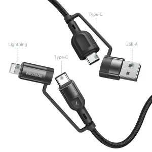 کابل تبدیل USB-C/USB به لایتنینگ/USB-C مک دودو مدل Multifunctional PD 60w طول 1.2 متر