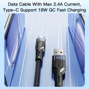 کابل تبدیل USB به USB-C یسیدو مدل CA106 6mm طول 1.2 متر