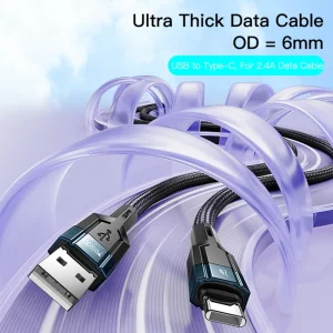 کابل تبدیل USB به USB-C یسیدو مدل CA106 6mm طول 1.2 متر