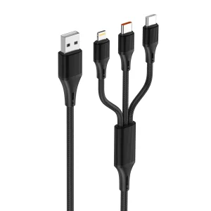 کابل تبدیل USB / USB-C به USB-C / لایتنینگ الدینیو مدل 3IN1 LC97uc طول 1.2 متر