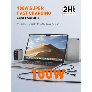 کابل تبدیل USB / USB-C به USB-C / لایتنینگ الدینیو مدل 3IN1 LC97uc طول 1.2 متر