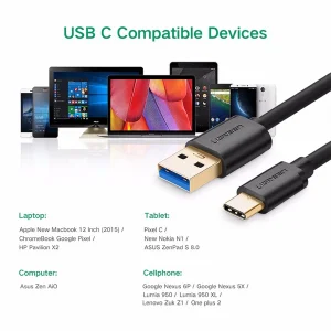 ابل تبدیل USB به USB-C یوگرین مدل US184 طول 1.5 متر