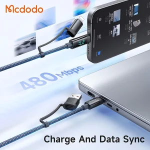 کابل تبدیل USB-C به USB/لایتنینگ مک دودو مدل CA-1990 طول 1.2 متر