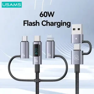 کابل تبدیل Usb/Usb-c به Microusb/لایتنینگ/Usb-c یوسمز مدل sj713 طول 1.2 متر
