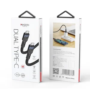 کابل USB-C یسیدو مدل CA108 PD60W طول 1.2 متر