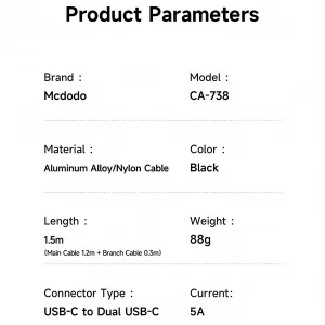 کابل USB-C مک دودو مدل CA-7380 طول 1.5 متر