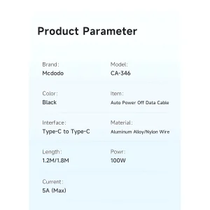 کابل تبدیل USB-C مک دودو مدل CA-3461 طول 1.8 متر