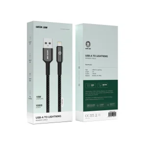 کابل تبدیل USB-A به لایتنینگ گرین لاین مدل Braided timer طول ۱ متر