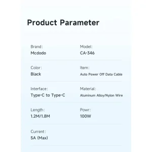 کابل USB-C مک دودو مدل CA-346 طول 1.8 متر