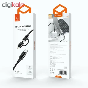 کابل تبدیل USB-C به لایتنینگ/USB-C مک دودو مدل CA-7120 طول 1.2 متر